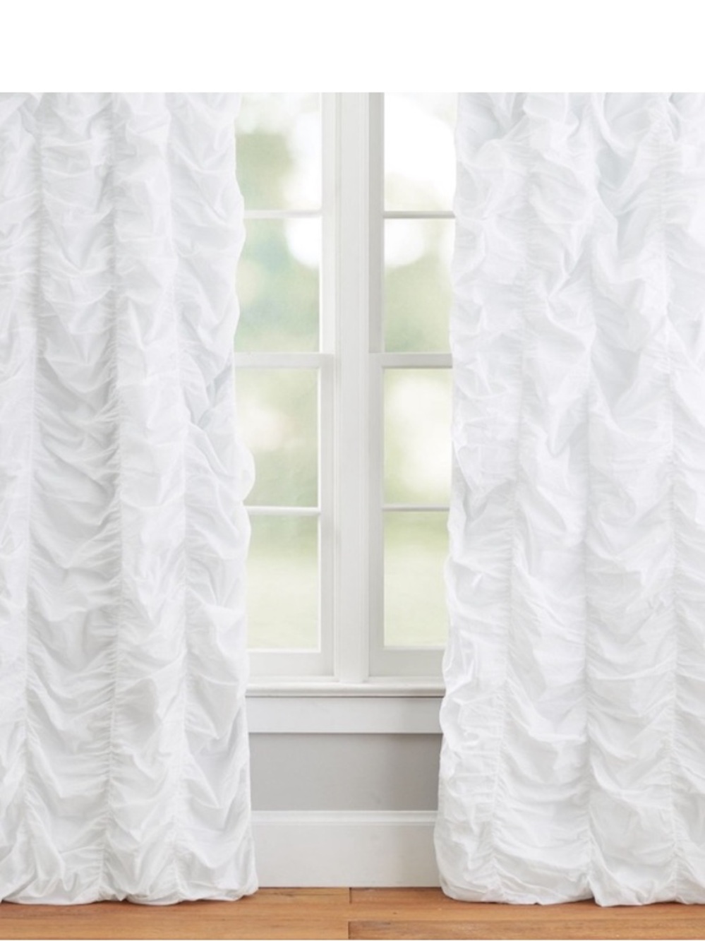 Pottery Barn Teen White Ruched Curtain Panels (2) 44 x 108